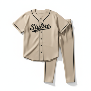 Styliro Baseball Jersey Set Unisex Short Sleeve Breathable Polyester Sportswear All Seasons Regular Fit <b>Elastic</b> Waist - Product Image 1