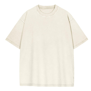 T-shirt en coton délavé à l'acide pour homme, coupe classique, manches courtes, col rond, jersey décontracté, teinture unie, respirant, streetwear personnalisé - Product Image 1