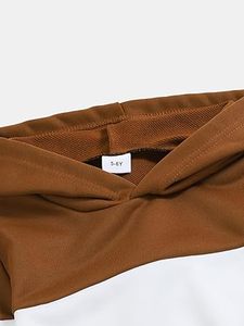 Ensemble de survêtement pour enfants à capuche, délavé à l'acide, trois tons, coupe régulière, pour jogging et course, en tissu mélangé écologique, 2 pièces - Product Image 5