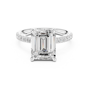 Anillo de Compromiso de Diamantes con Corte Asscher para Mujer en Oro Rosa, Engaste Pavé, Estilo Clásico - Product Image 6