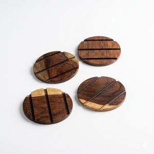 Handmade Hammered Brass <b>Coasters</b> Set Of 4 Round Gold Finished Metal <b>Drink</b> Mats Eco-Friendly Table Protection For Home And Hotel - Product Image 4