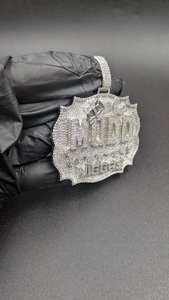 Nouvelle Collection Pendentif Hip Hop en Argent Sterling 925 Plaqué Or avec Diamant Sertissage Griffe Certifié IGI Cadeau Anniversaire Fiançailles - Product Image 5