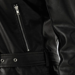 Chaqueta de Motociclista para Mujer WARPRO INDUSTRY, de Cuero Negro, Transpirable, Resistente al Viento, con Cierre de Cremallera, Cuello Mao, Largo Regular - Product Image 5