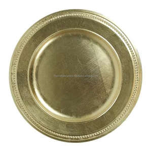 Assiettes de présentation dorées pour mariage, bordure décorative, qualité supérieure, écologiques, assiettes de luxe pour dîner, plats de service et assiettes rondes - Product Image 1