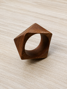 Anneau de serviette en bois géométrique, accessoire de décoration de table moderne - Product Image 3