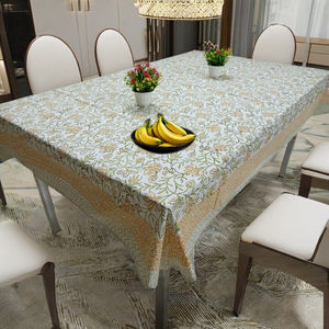 Nappe de table en coton massif faite à la main avec imprimé floral artisanal, écologique, pour mariages, fêtes, réceptions du Nouvel An - Product Image 1