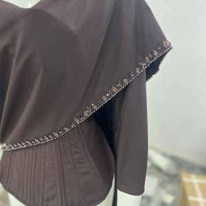 Elegante Conjunto de Pantalones y Corsé de Satén Marrón con Cuello en V para Mujer, Moderno, Bordado, de Pierna Ancha, Dos Piezas, Ropa Formal de Noche, Hecho a Medida - Product Image 4