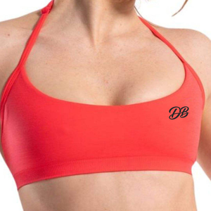 Top Deportivo Corto para Mujer con Logotipo Personalizado, Color Rojo Coral, Cuello Halter, Sin Costuras, con Tirantes Finos, para Gimnasio, Fitness y Ejercicio, Venta al Por Mayor - Product Image 5