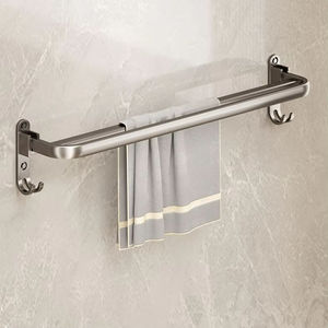Daystar Trade Modern <b>Black</b> Double Metal Bathroom Accessory Set Wall Mounted <b>Towel</b> Rack Shelf Hooks Tissue <b>Holder</b> Toilet Brush - Product Image 4