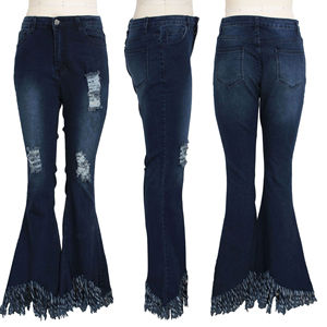 Women's High Quality Denim Jeans Customizable OEM Service Elastic Force Fashionable <b>Bell</b>-Bottoms Quality Waist Summer 2XL Size - Product Image 3