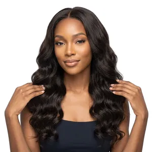 Extensions de cheveux humains indiens Remy, longues, brunes, ondulées, double épaisseur, base en soie HD transparente, pour tête entière, densité 100% - Product Image 4