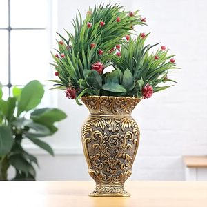 Decorative Metal <b>Vase</b> Antique Gold Finish Elegant Flower <b>Vase</b> for Home Living Room Office Table Decor - Product Image 2