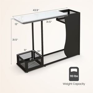 Consolle Tradizionale Versatile Impermeabile da 43,5 Pollici, Facile da Montare, Tavolino Laterale per Divano, Espositore per Cornici e Piante, per Ingresso - Product Image 5