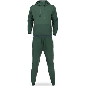 Conjunto deportivo de dos piezas para hombre de alta calidad, sudadera con capucha de dos tonos con cremallera, pantalones deportivos, logotipo personalizado, forro polar, ropa deportiva para correr. - Product Image 3
