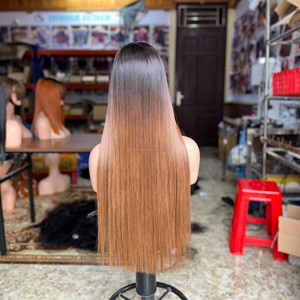 Pelucas de Cabello Humano Vietnamita Virgen de Moda, Lisas y Rectas, con Frente de Encaje Transparente, Sin Pegamento, Color Personalizado - Product Image 4