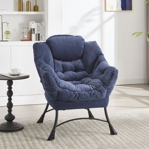 Poltrona Moderna Imbottita con Braccioli, Sedia Relax e Poggiapiedi, Chaise Longue Chic per la Lettura - Product Image 3