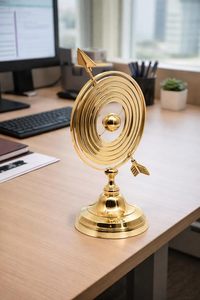 Sphère armillaire décorative avec flèche, finition dorée, globe céleste, décoration de bureau en métal, base sur piédestal, style nautique vintage pour la maison et le bureau - Product Image 5