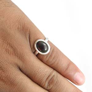 Real 925 Sterling Silver Retro Elegant <b>Rings</b> For <b>Men</b> & Women Natural Black Opal Gemstone Fine Jewelry Accessories In Boho Style - Product Image 4