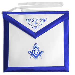 Master Mason Blue Lodge <b>Apron</b> - <b>White</b> Tape Ties Custom Masonic <b>Aprons</b> manufactured with precision workmanship - Product Image 2