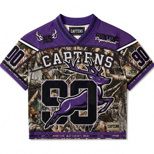 T-shirt unisexe oversize en maille, coupe carrée, anti-bactérien, col en V, sublimation football, maillot de foot rétro camouflage, streetwear - Product Image 2