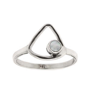 Genuine Round Cut Pearl <b>Ring</b> In 925 Sterling Silver Featuring <b>Open</b> Triangle Design Fine Quality Boho Jewelry At Wholesale Price - Product Image 1