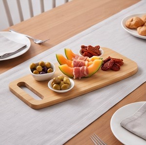 Planche à découper en bambou rectangulaire avec poignée, surface en bois naturel - Product Image 2