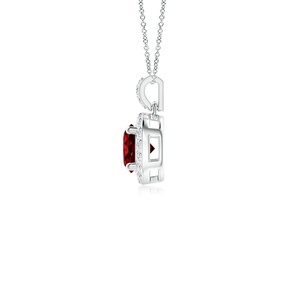 14K <b>Solid</b> <b>Gold</b> Round Cut 0.24Ctw Ruby Gemstone Dangle <b>Pendant</b> with 0.08Ctw Diamond Halo High Quality <b>Pendant</b> Link Chain Necklace - Product Image 2