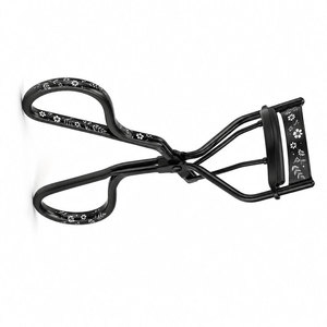 <b>Black</b> Stainless Steel Eyelash Curler with Floral Pattern Soft Pad Design for Precise Lash Curling - Product Image 2