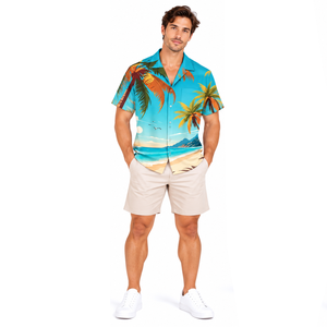 Mens Coastal Vacation <b>Shirt</b> Polyester Digital Print Casual <b>Resort</b> Holiday Beachwear Lightweight Premium Summer Collection - Product Image 5