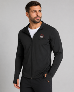 Chaqueta Deportiva Negra con Cierre para Hombre, Corte Regular, Color Sólido, Transpirable, de Poliéster Tejido, Estilo Casual Otoñal, con Logotipo Frontal - Product Image 4