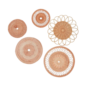 ตะกร้าหวายติดผนังสไตล์วินเทจทันสมัย งานแฮนด์เมด ตกแต่งบ้าน ลวดลายปรับแต่งได้ ซักล้างได้ งานศิลปะเวียดนาม งานสานจากพืช แขวนผนัง - Product Image 2