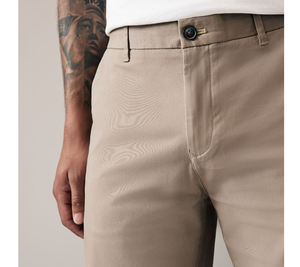 Chinos pour hommes en coton biologique et élasthanne, coupe droite, braguette zippée, taille mi-haute, anti-boulochage, infroissable, classique, vente en gros usine - Product Image 3