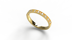 Anillo de Oro Vintage de 18K con Diamantes Pavé, Banda Eternity con Micro Diamantes de Corte Redondo, Anillo de Boda, Joyería Fina para Mujer - Product Image 2