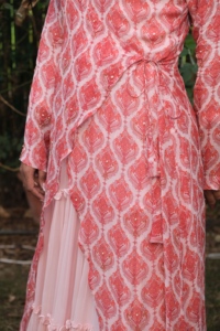 Bohemian Maxi <b>Dress</b> With Paisley Print Long Sleeve V-Neck <b>Loose</b> Fit Georgette Wrap And Tie Summer Casual <b>Dress</b> with Pearl work - Product Image 5