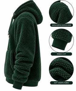ASKIM IMPEX Greebn Hooded Fleece Sweatshirt Casual Pocket Design Unisex Winter Wear <b>Men's</b> <b>Hoodies</b> & Sweatshirts - Product Image 4