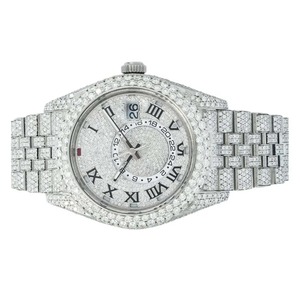 Reloj Clásico de Cuarzo para Hombre con Incrustaciones de Diamantes Moissanite VVS en Oro Blanco, Esfera Blanca Romana, Reloj de Alta Calidad - Product Image 2