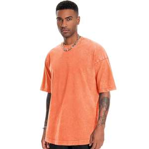 เสื้อยืดผู้ชายผ้าฝ้าย 100% ทรงวินเทจ ซักแล้ว น้ำหนัก 250 กรัม เสื้อยืดทรงหลวมโอเวอร์ไซส์ ซักย้อมสีแบบแอซิดวอช เสื้อยืดสั่งทำพิเศษ - Product Image 4