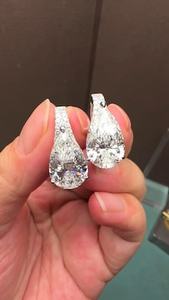 2+2CT Pear Shaped Lab Grown <b>Diamond</b> Drop <b>Earrings</b> | IGI Certified E VS <b>Diamond</b> <b>Dangle</b> <b>Earrings</b> | 14K White Gold Bridal Jewelry - Product Image 2