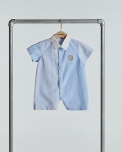 Jeno ชุดเสื้อผ้าเด็กผู้ชายชุดบอดี้สูทผ้าฝ้าย100% ปักแขนสั้นผ้าอ๊อกซ์ฟอร์ดจัมพ์สูทลายสีสำหรับเด็กอายุ6เดือนขึ้นไป - Product Image 4