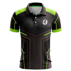 <b>Black</b> Green Cricket Jersey for <b>Men</b> <b>Polo</b> Neck Team <b>Shirt</b> Lightweight Sports Uniform Breathable Practice Match Tournament Apparel - Product Image 1