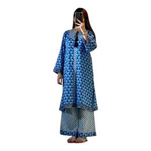 Ensemble de 2 pièces en tissu lawn à imprimé floral pour femmes, vêtements indiens et pakistanais, tenue décontractée d'été de qualité supérieure, robes pour femmes - Product Image 1