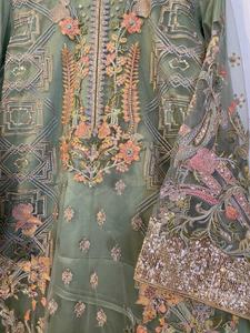 2021 commande personnalisée pakistanais indien élégant ethnique Salwar Kameez coton lin Net mousseline de soie soie brodé robe Viscose rayonne - Product Image 5