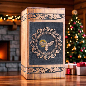 Handcrafted eagle wave & Natural Wood Cremation Urn Ashes Box Artistic Funeral Memorial Keepsake by AYAANS - Product Image 2