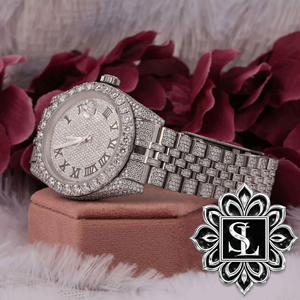 Montre de luxe Shrilike en acier inoxydable, étanche, avec cadran à aiguilles, ornée de diamants et de quartz, faite à la main, avec affichage jour/date, cadeau d'anniversaire - Product Image 2