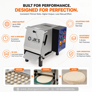 Machine industrielle à fabriquer des chapatis, capacité de 1050 pièces/heure, presse à roti automatique, économe en énergie, épaisseur de 1 à 8 mm, taille de 2 à 9 pouces - Product Image 2