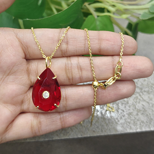 Nouveau design, bijoux tendance uniques et élégants, pierre précieuse hydro quartz, pendentif en zircon cubique en forme de larme, plaqué or 18 carats, cadeau pour elle - Product Image 2