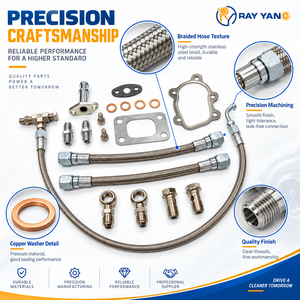 Kit de Instalación de Turbocompresor Híbrido RY TURBO 53/45 T25 con Accesorios de Línea de Aceite Trenzada y Juntas - Product Image 1