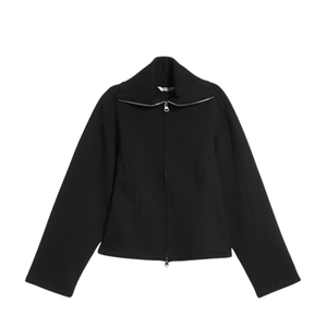 Custom Women's <b>Black</b> Full Zip Sweatshirt <b>Long</b> <b>Sleeve</b> Slim <b>Cropped</b> Jacket Stand Collar Plain Casual Top Wholesale Custom Clothing - Product Image 5
