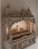 Mandir de Madera con Diseño Tradicional de Elefante para el Hogar, Templos de Madera de Teca con Pilares de Elefante Tallados a Mano Personalizados, Pooja Ghar Australia - Product Image 5