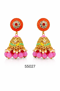MOLL JEWELLERS Boucles d'oreilles clous en alliage plaqué or de luxe en forme de cœur corail pour femme, bijoux tendance pour fêtes et mariages 55027 - Product Image 2